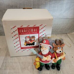 House Of Lloyd Christmas Around The World Firefighter Ornament Santa & Reindeer